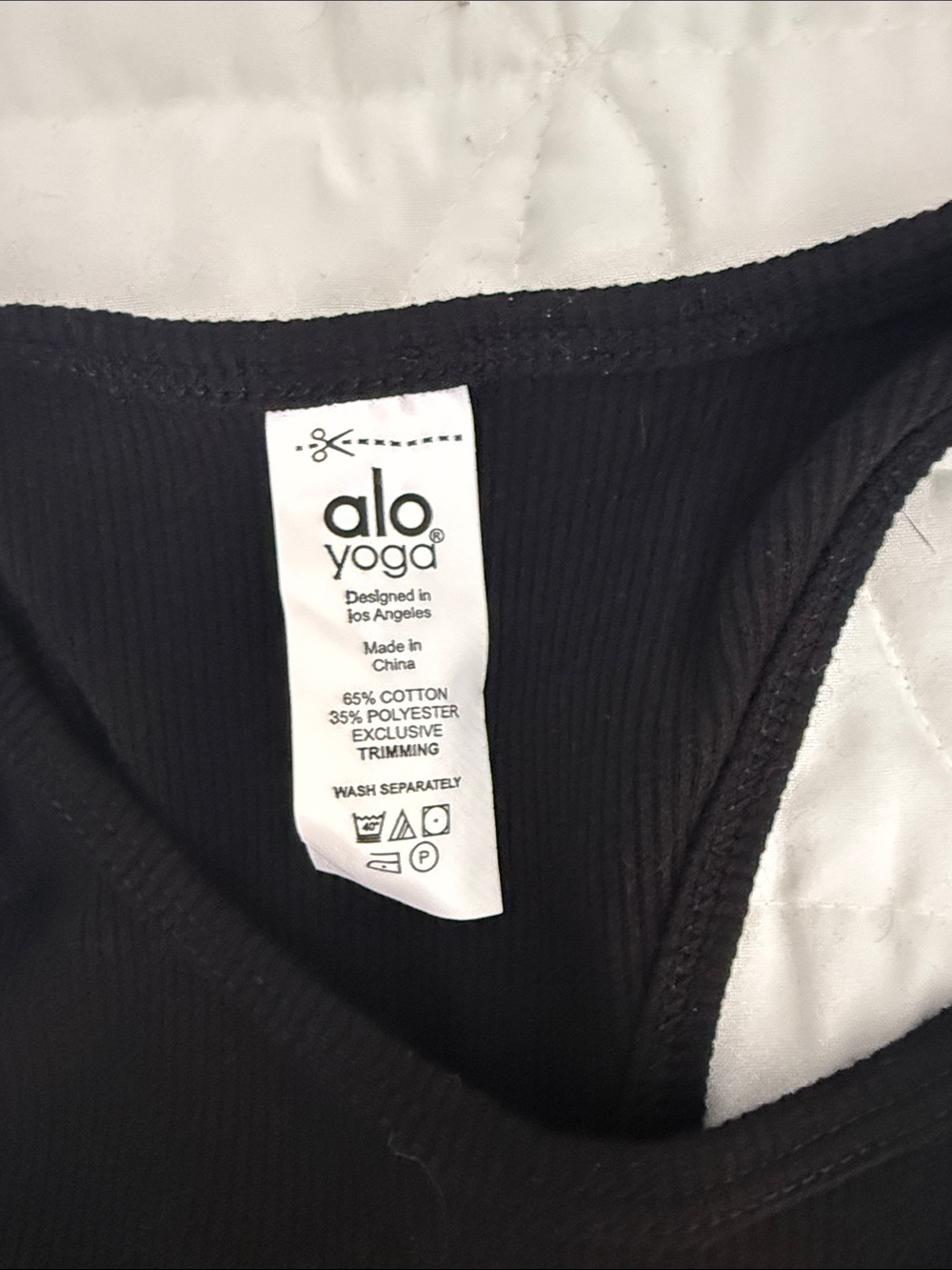 ALO Yoga Black Ribbed Cropped Racerback Tank - Picture 2 of 2